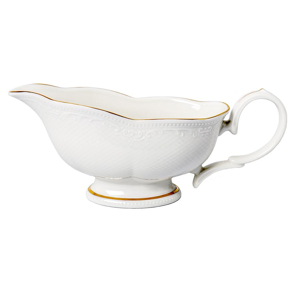 Соусник 350 мл 18,5*8 см h8,2 см с ручкой фарфор Gold Aristocrat Noble [1]