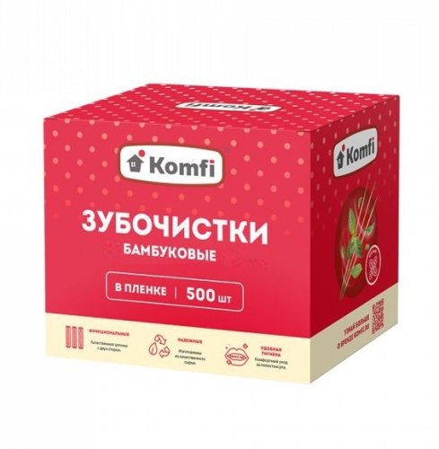 Зубочистки 500 шт (инд.упаковка) бамбуковые Komfi [34595]