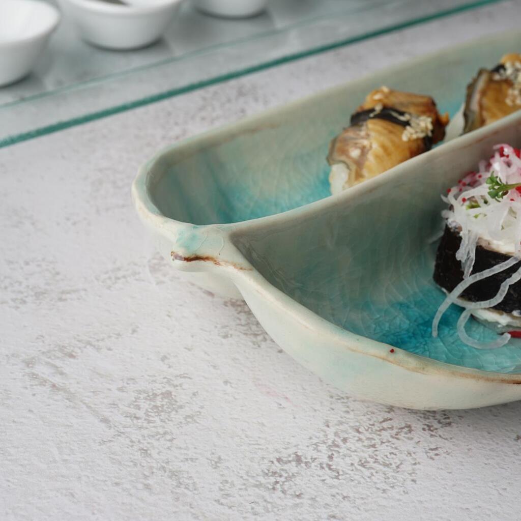 Блюдо овальное 32,8*15 см h4,5 см менажница 2 секции Sea Blue Frutti di Mare P.L. [1]