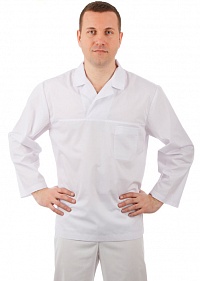 Куртка работника кухни мужская белая с белым воротником [00101]